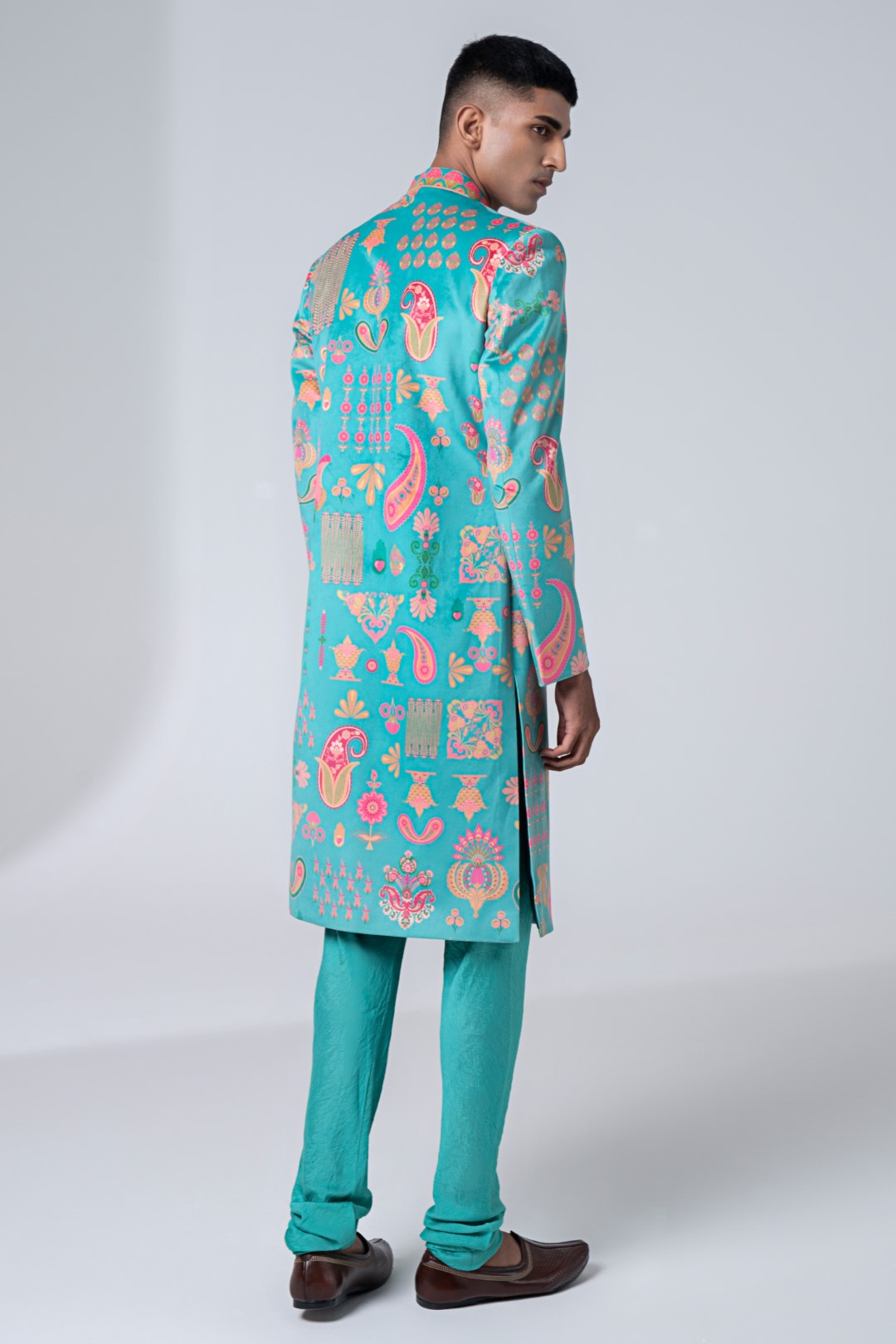 Sb Signature Sea Green Sherwani Set-Siddhartha Bansal
