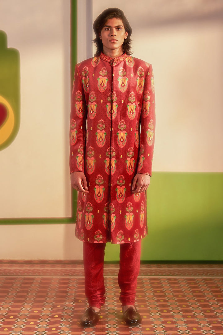 Sb Signature Royal Maroon Sherwani Set-Siddhartha Bansal