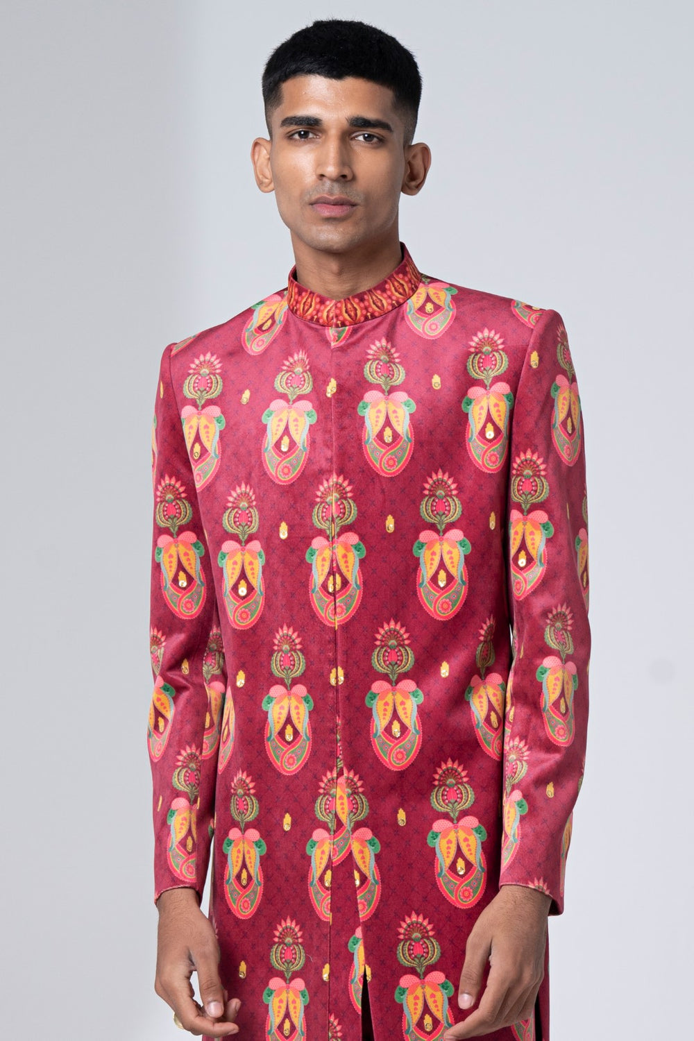 Sb Signature Royal Maroon Sherwani Set-Siddhartha Bansal