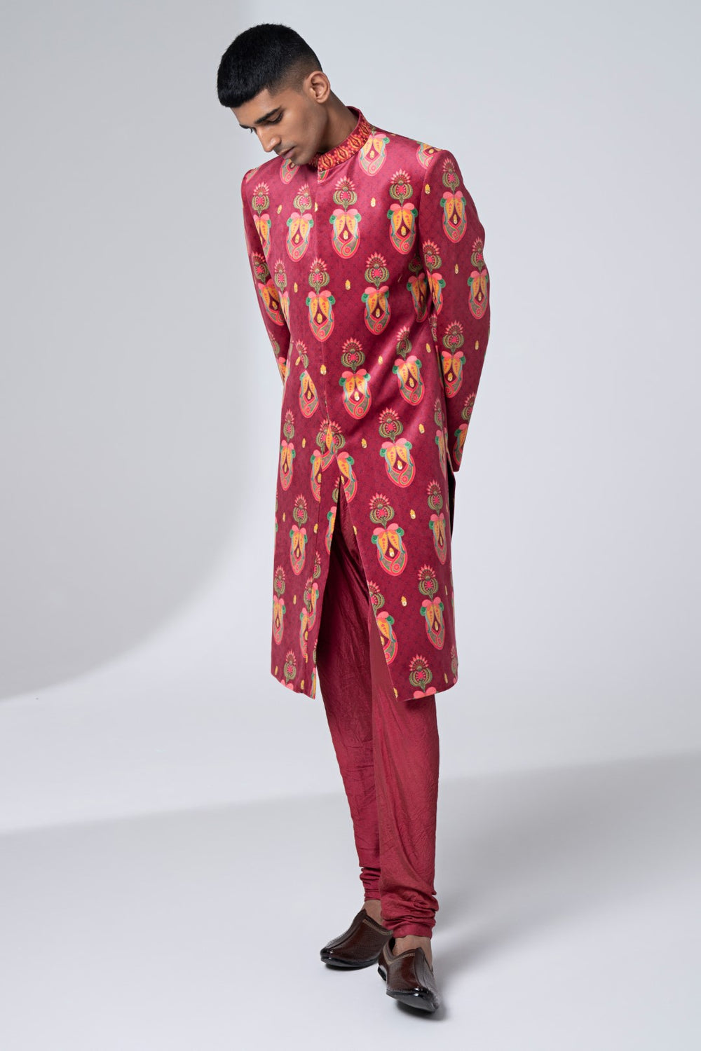 Sb Signature Royal Maroon Sherwani Set-Siddhartha Bansal