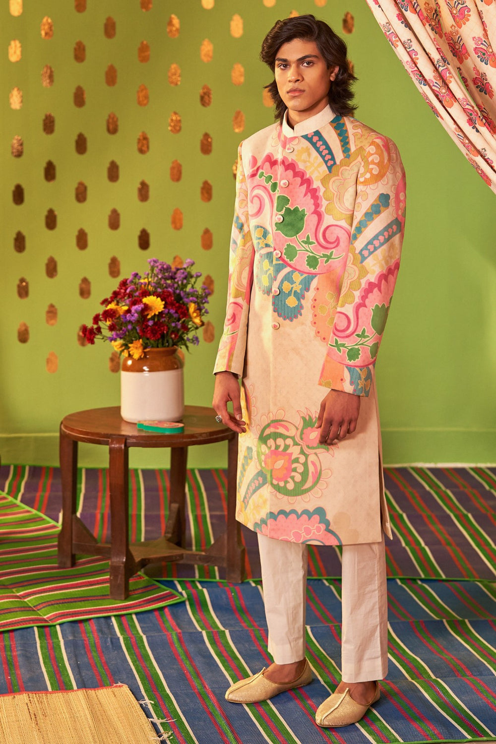 Sb Signature Ivory Royal Paisely Sherwani Set-Siddhartha Bansal