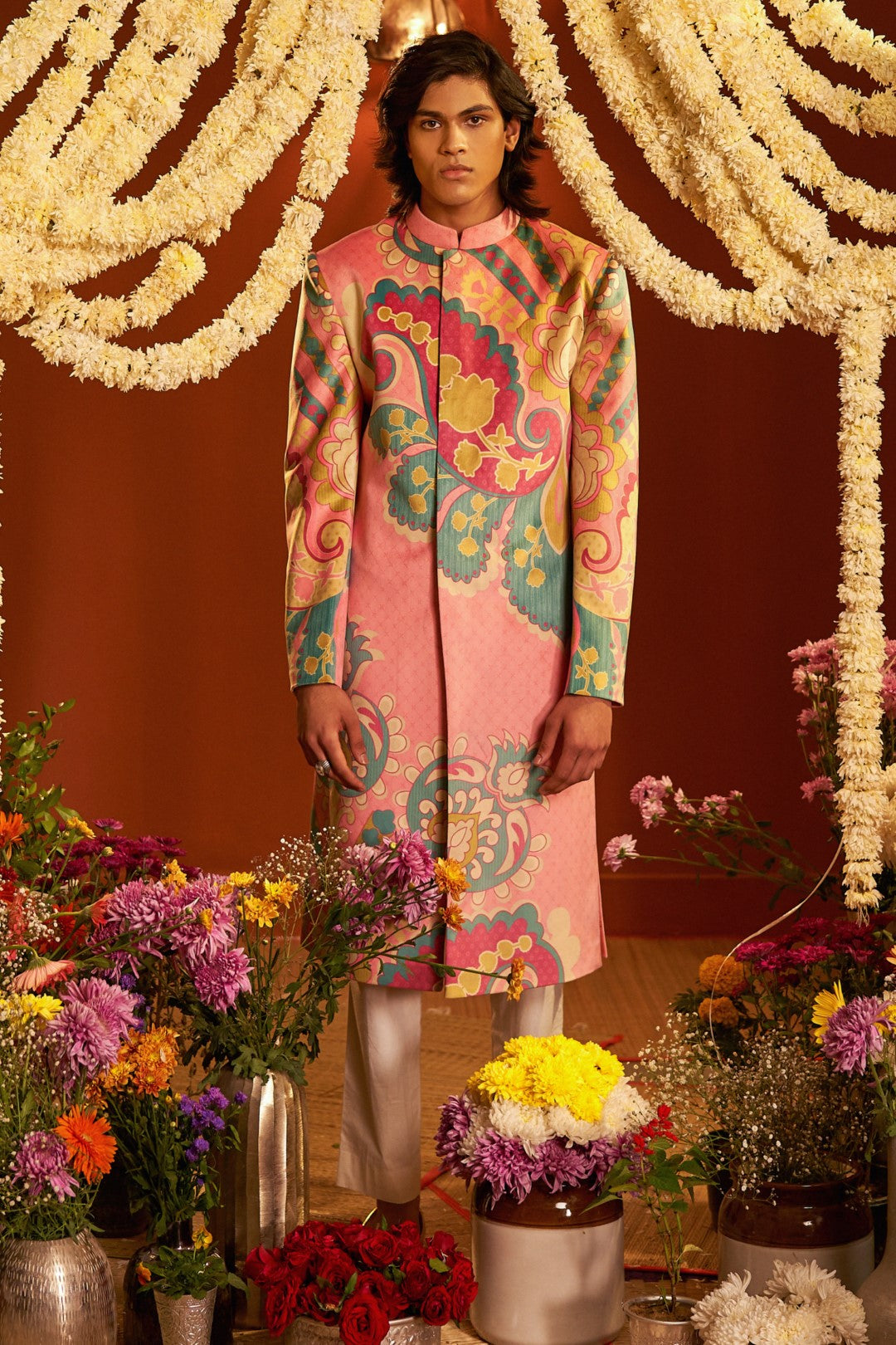 Sb Signature Pink Royal Paisely Sherwani Set-Siddhartha Bansal