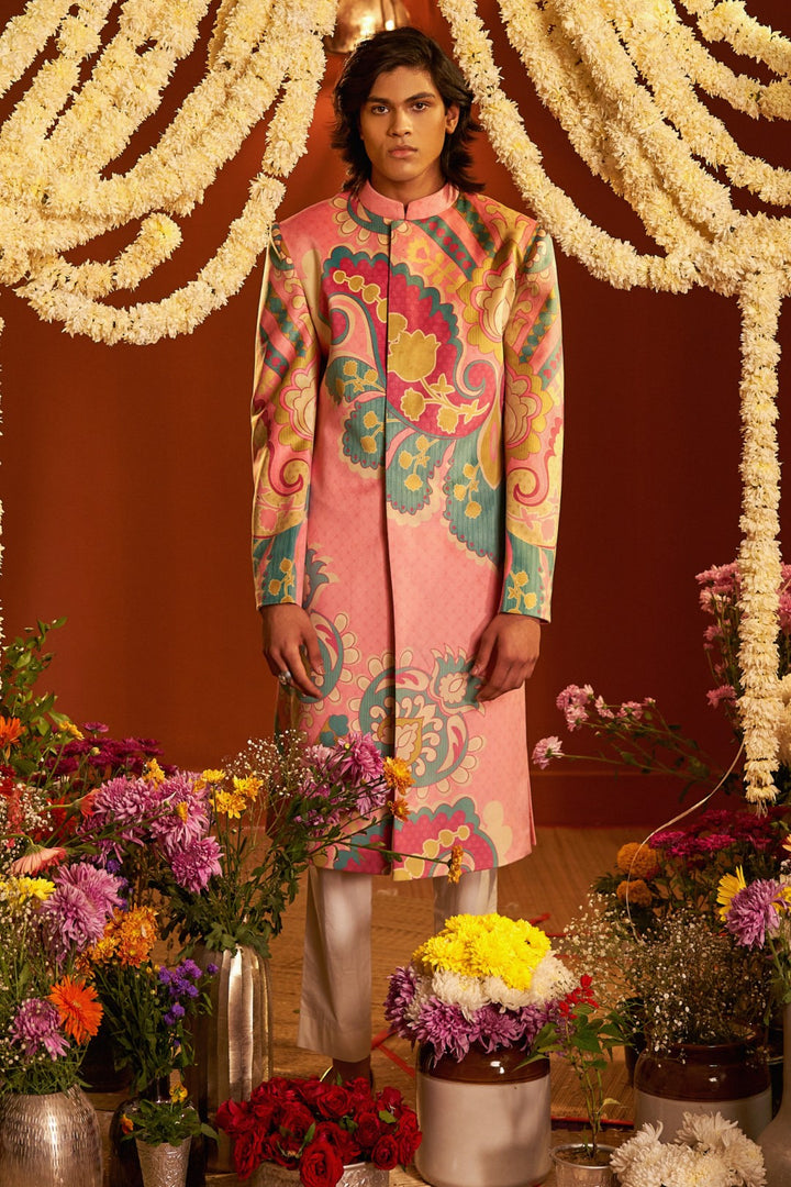 Sb Signature Pink Royal Paisely Sherwani Set-Siddhartha Bansal