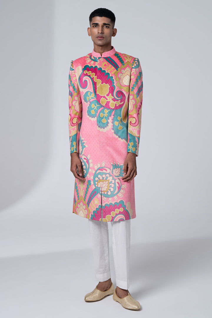 Sb Signature Pink Royal Paisely Sherwani Set-Siddhartha Bansal
