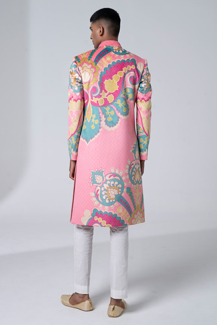 Sb Signature Pink Royal Paisely Sherwani Set-Siddhartha Bansal