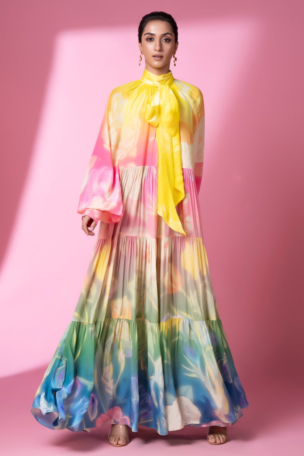 Masoom Minawala In Evening Bloom Long Tiered Dress-Siddhartha Bansal