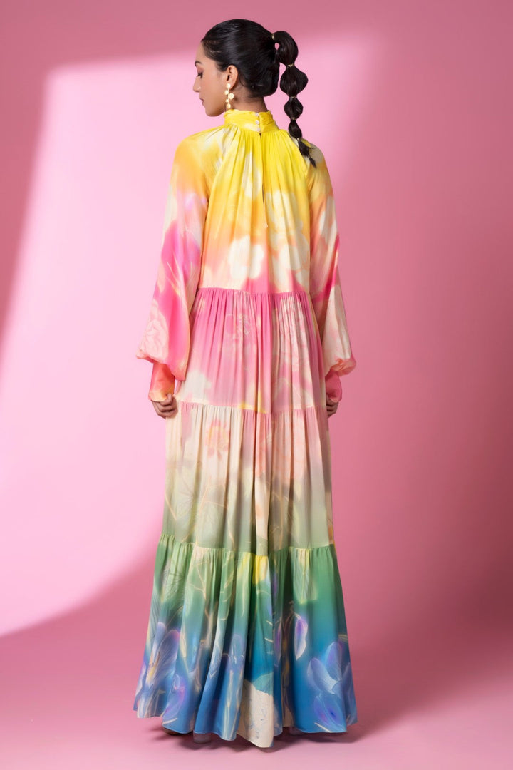 Evening Bloom Long Tiered Dress-Siddhartha Bansal