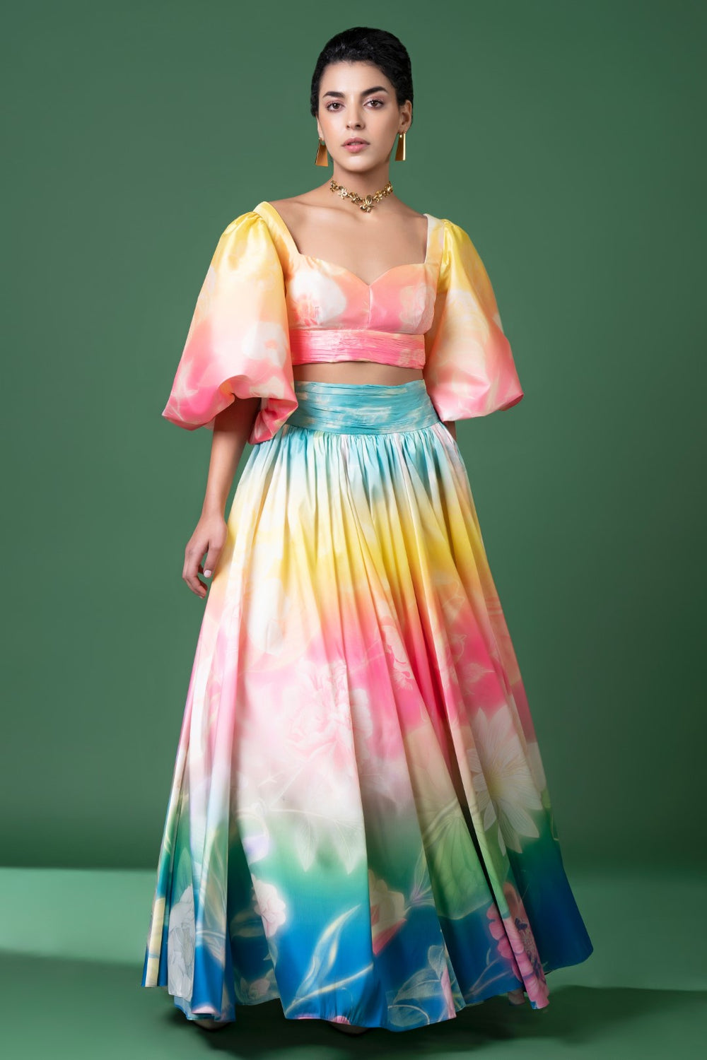 Evening Bloom printed Skirt Set-Siddhartha Bansal