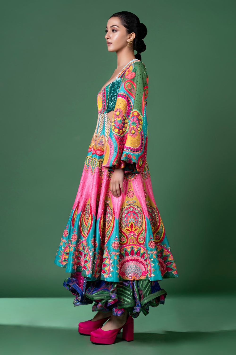 Day Bloom Heavy Embroidered Cut Out Dress-Siddhartha Bansal