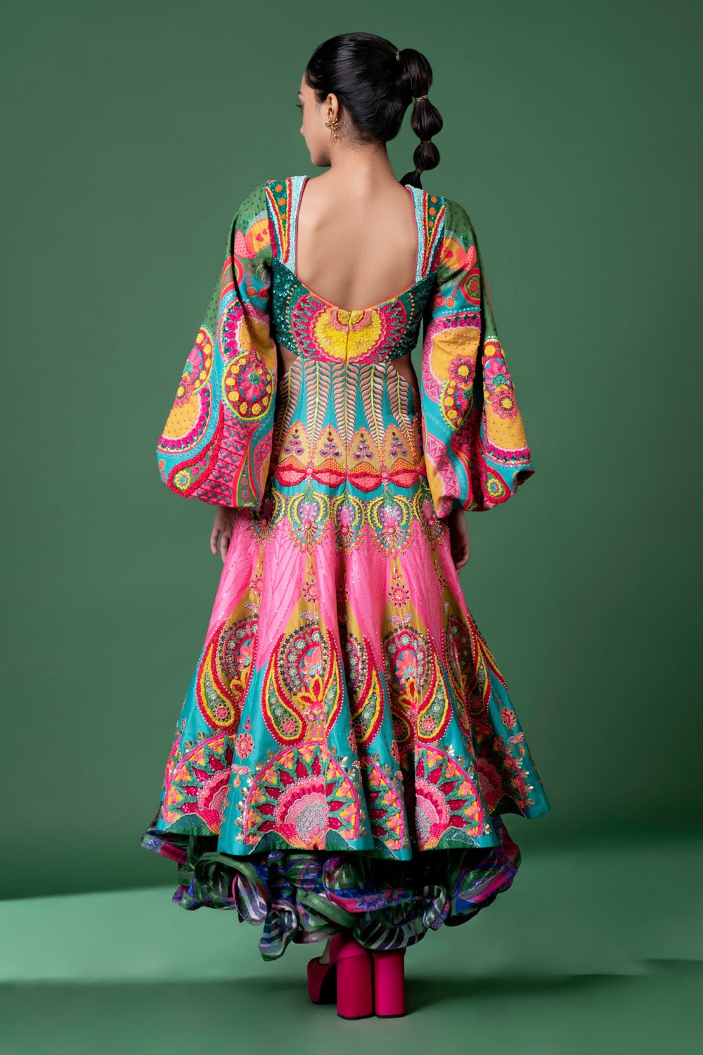 Day Bloom Heavy Embroidered Cut Out Dress-Siddhartha Bansal