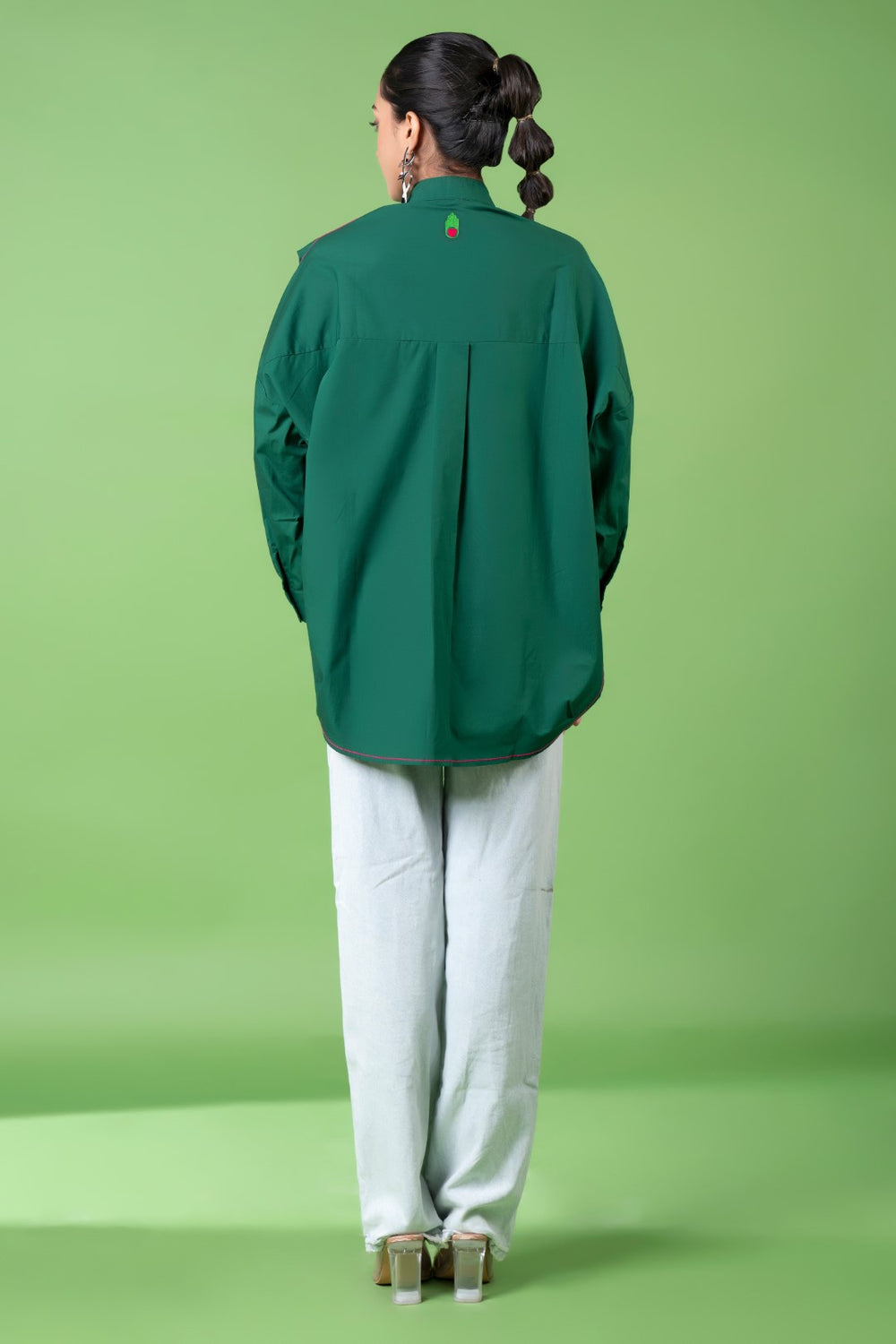 Emerald Green Oversized Shirt-Siddhartha Bansal