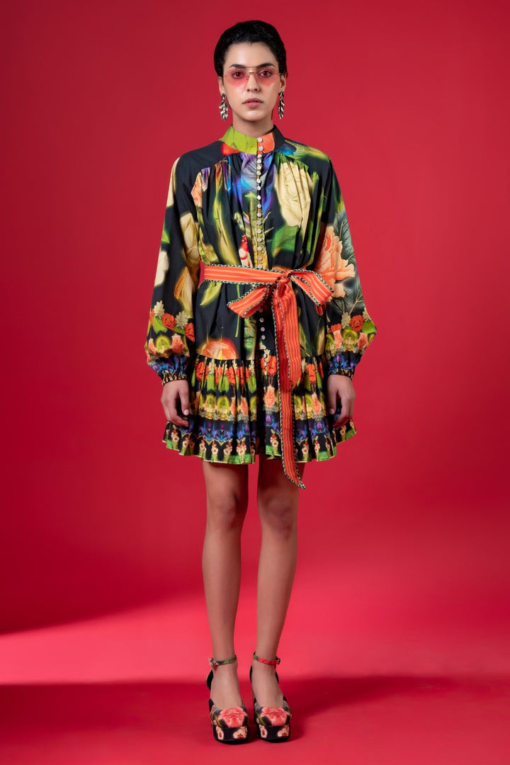Night Bloom Gathered Dress-Siddhartha Bansal