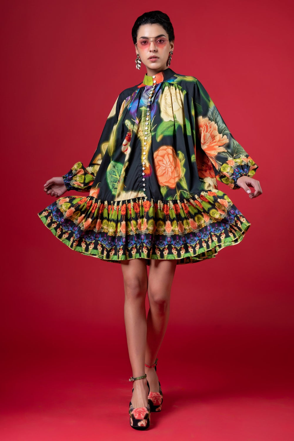 Night Bloom Gathered Dress-Siddhartha Bansal