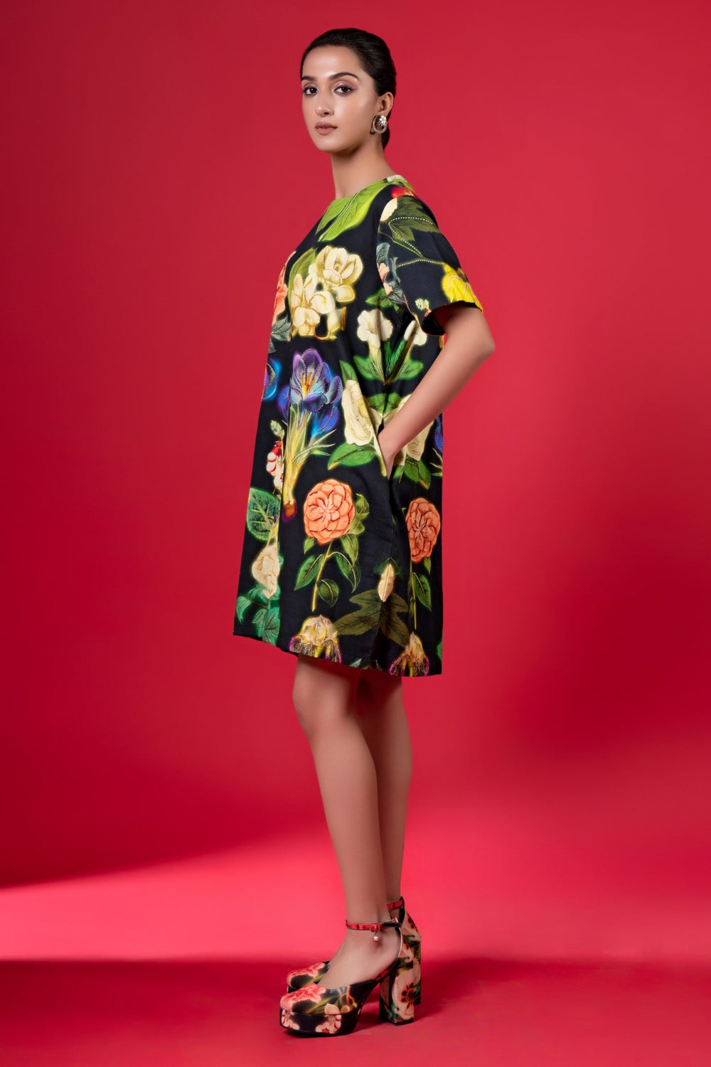 Night Bloom Embroidered Shift Dress-Siddhartha Bansal