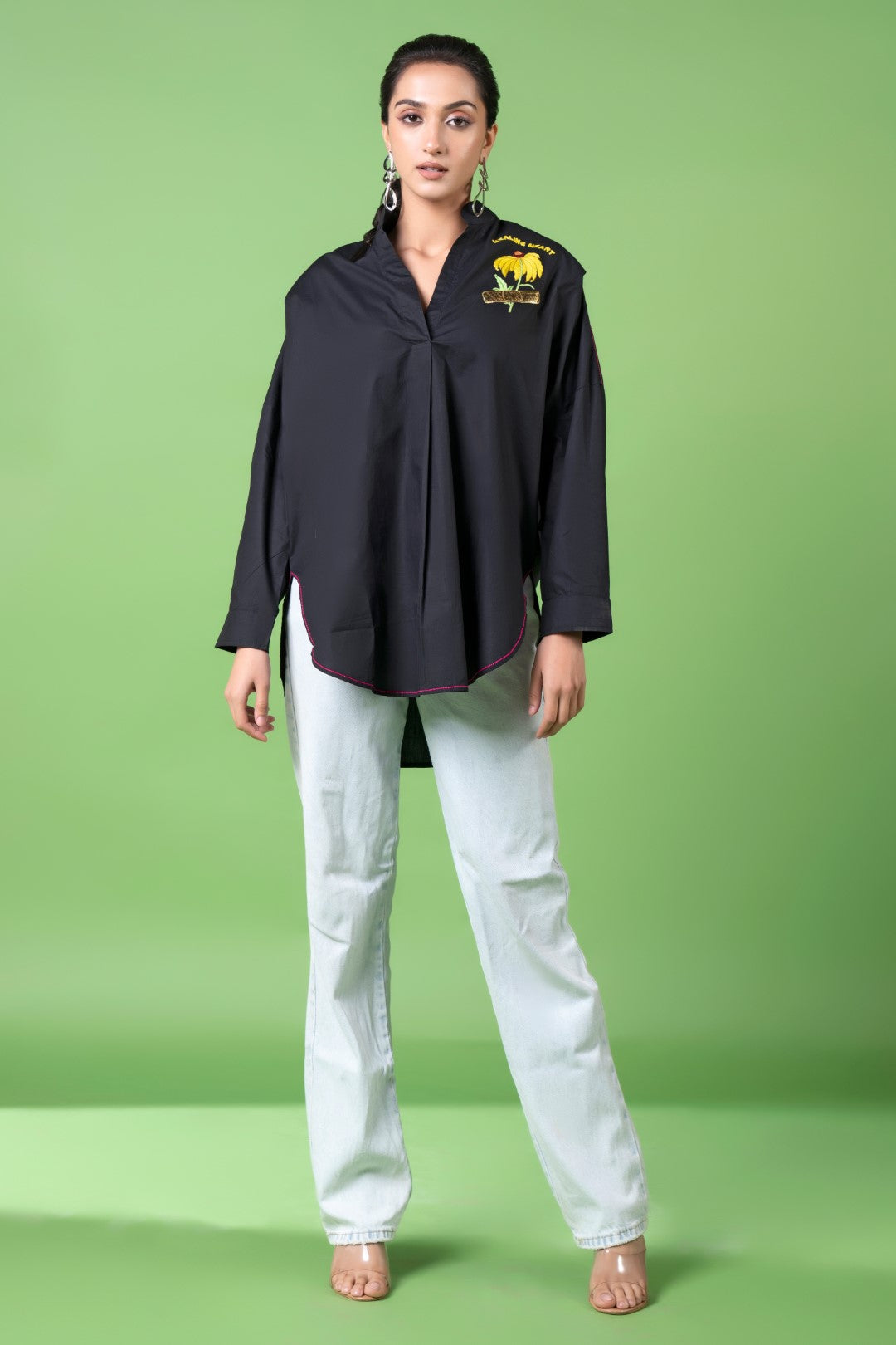 Black Oversized Shirt-Siddhartha Bansal