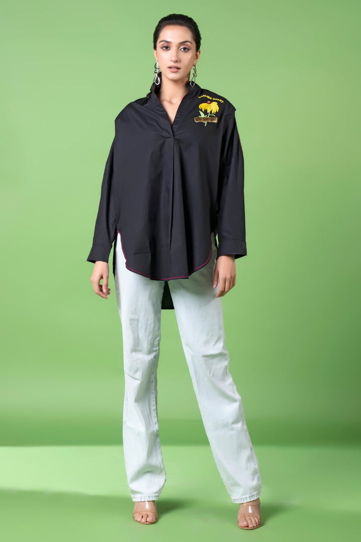 Black Oversized Shirt-Siddhartha Bansal