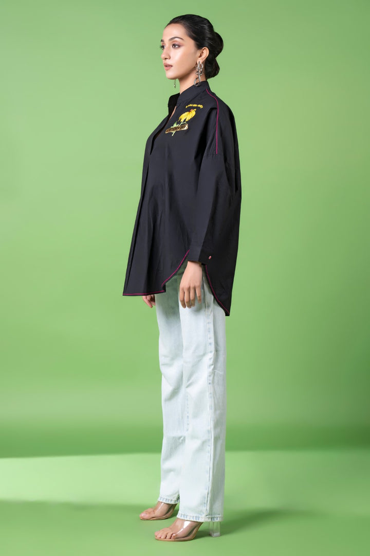 Black Oversized Shirt-Siddhartha Bansal