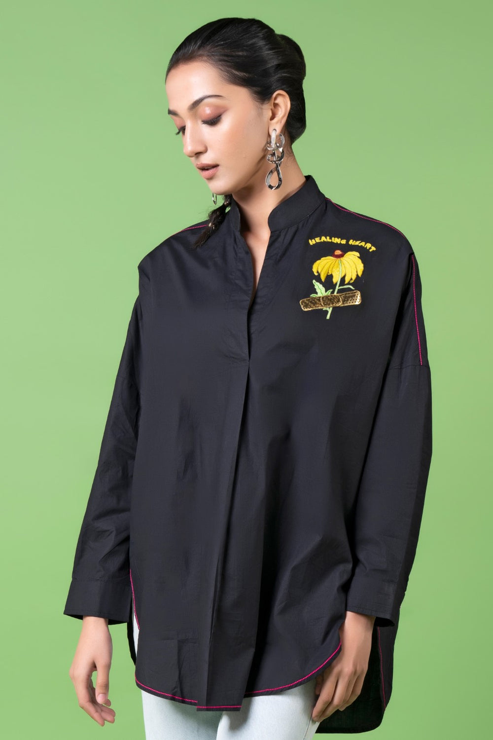 Black Oversized Shirt-Siddhartha Bansal