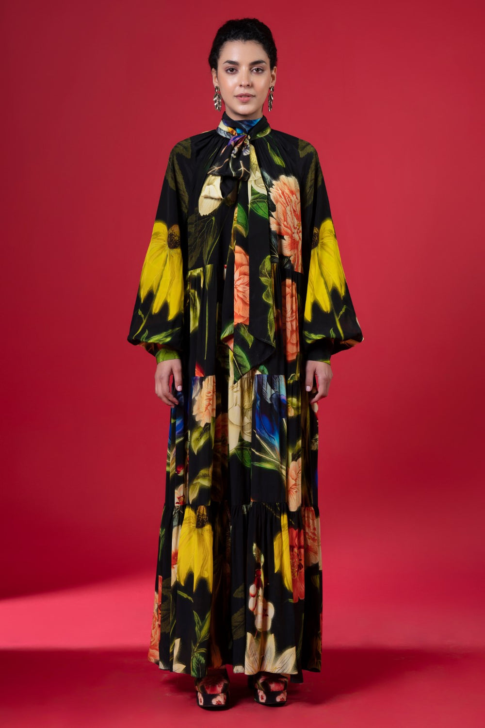 Night Bloom Tiered Dress-Siddhartha Bansal