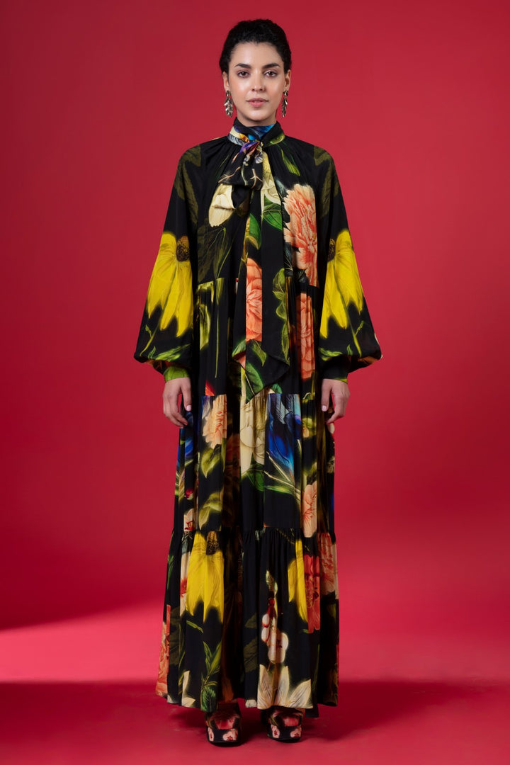 Night Bloom Tiered Dress-Siddhartha Bansal