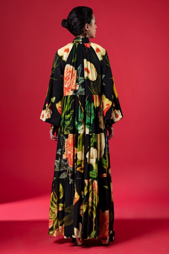 Night Bloom Tiered Dress-Siddhartha Bansal