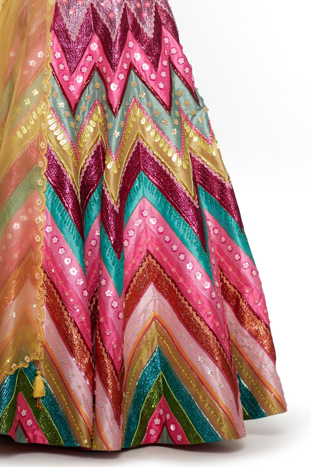 Sb Signature Pink Chevron Embroidered Lehenga Set-Siddhartha Bansal
