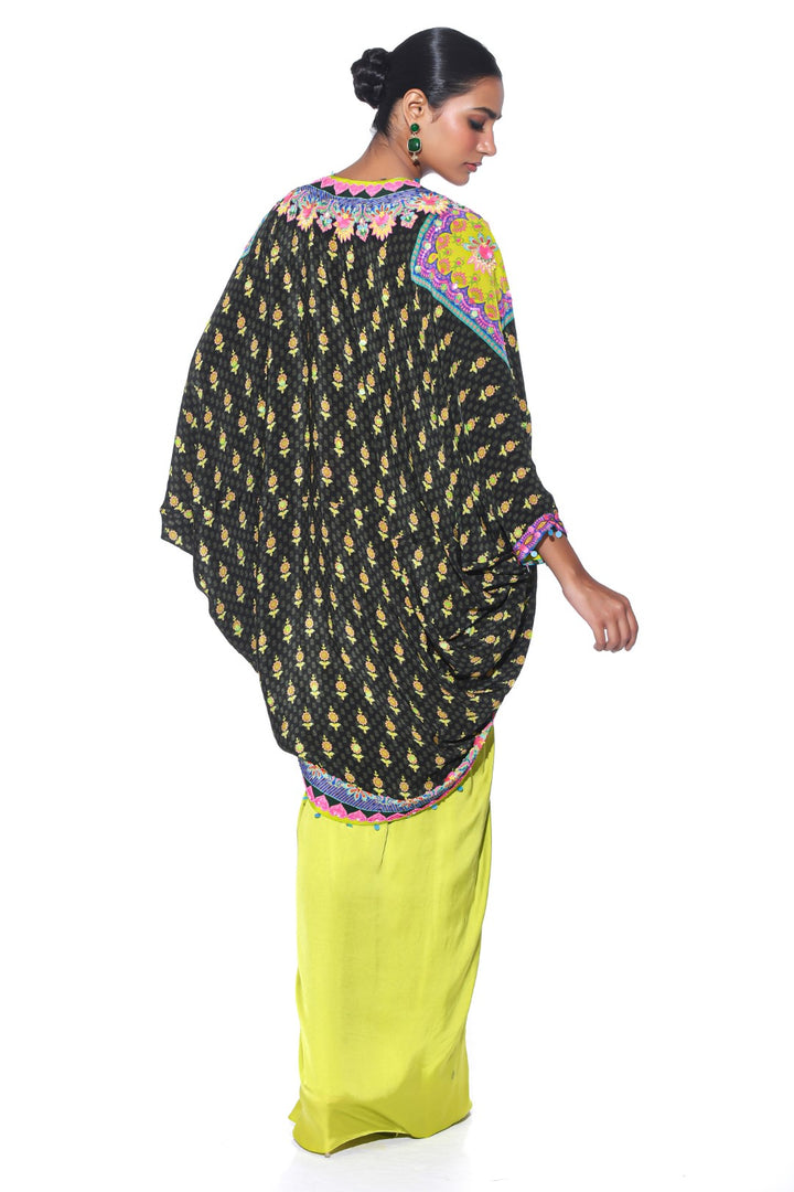 Olive Hand Embroidered Shrug Set-Siddhartha Bansal