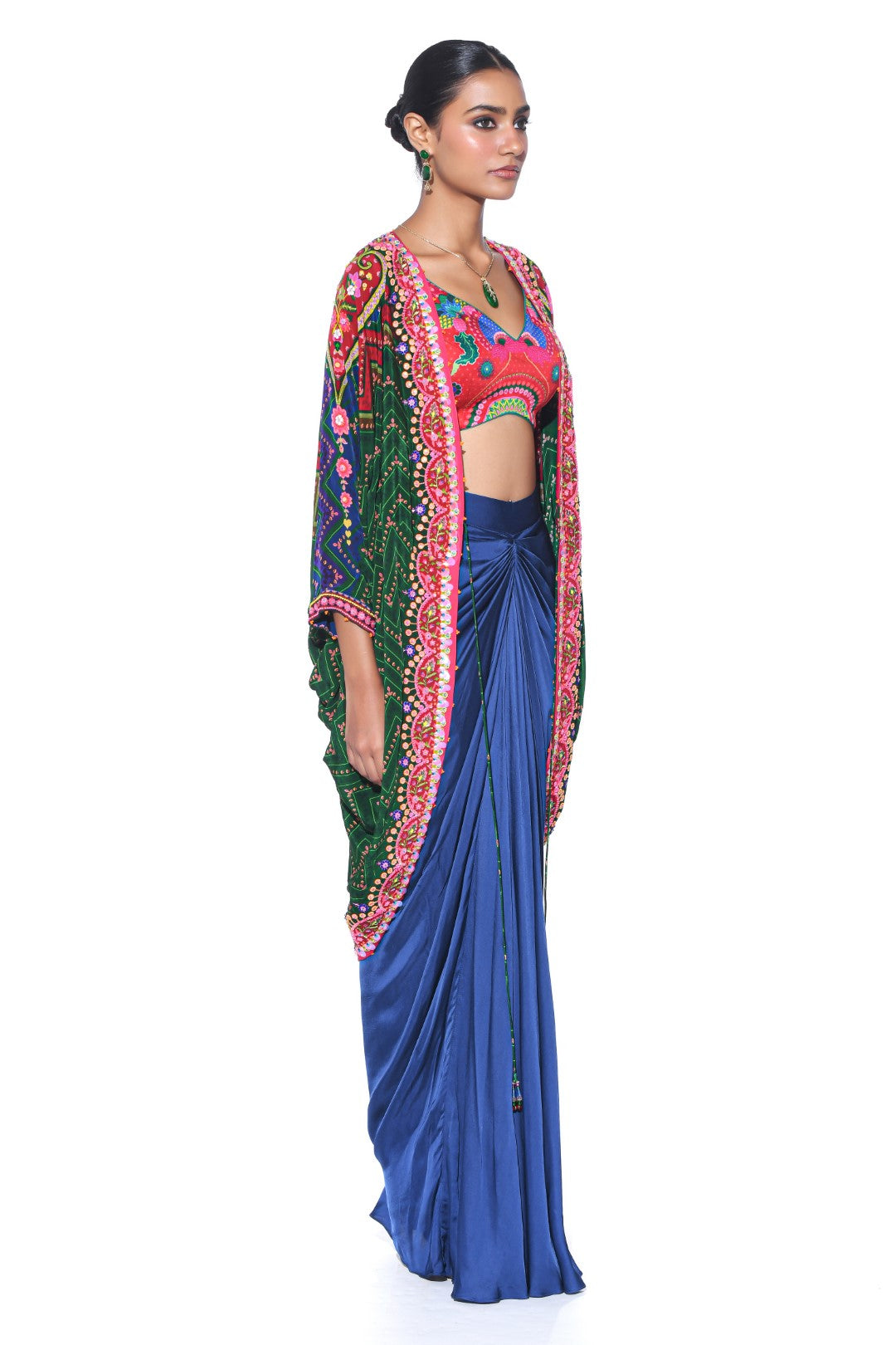 Jade Hand Embroidered Shrug Set-Siddhartha Bansal
