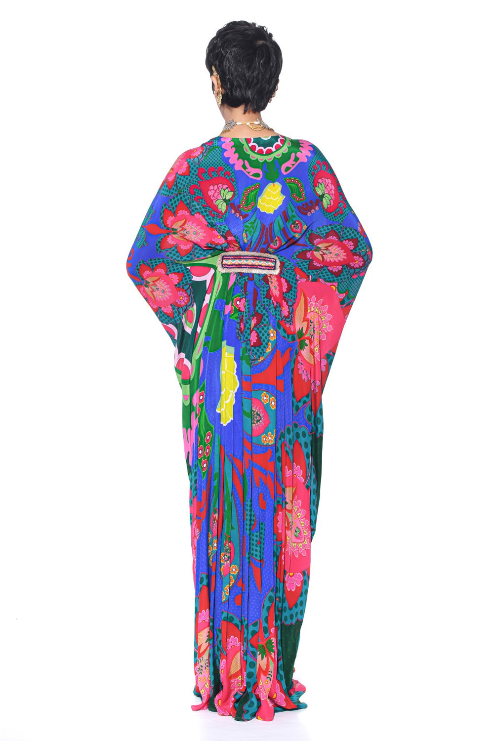 Electric Blue Royal Paisley Belt Kaftan-Kaftan-Siddhartha Bansal