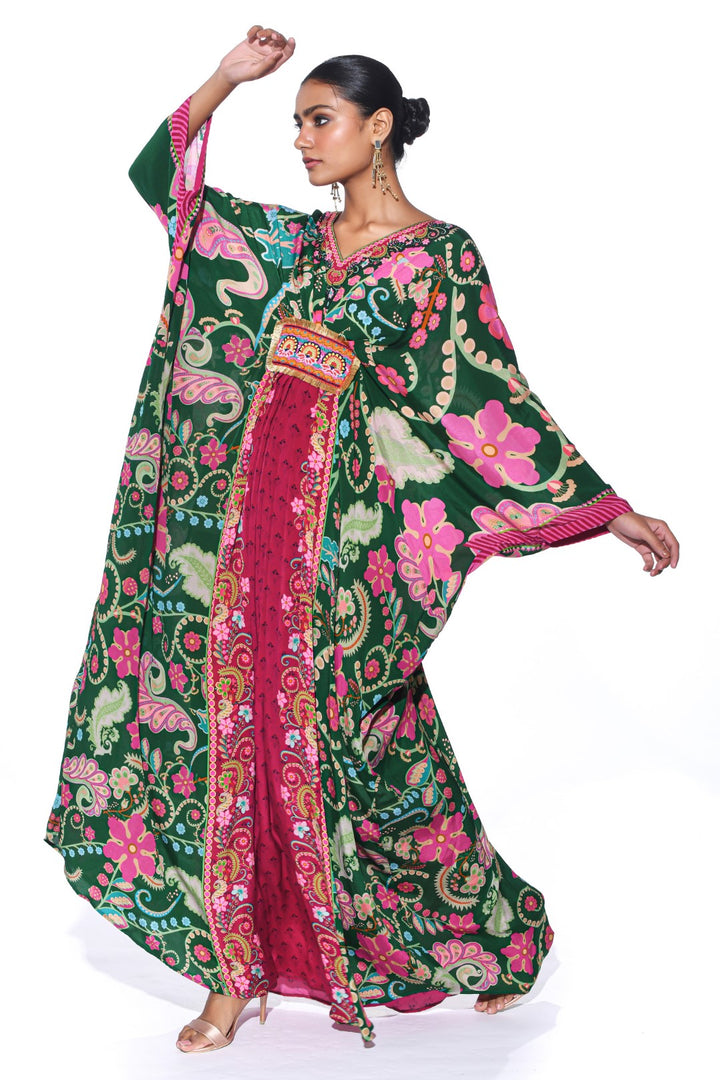 Emerald Royal Paisley Belt Kaftan-Kaftan-Siddhartha Bansal