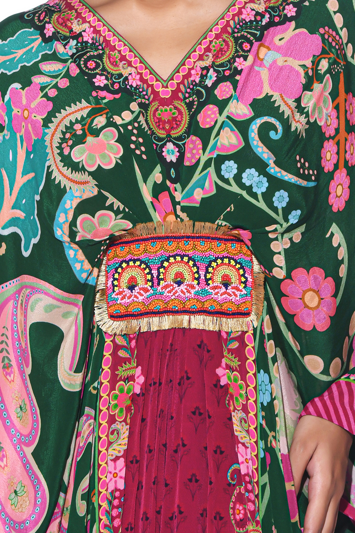 Emerald Royal Paisley Belt Kaftan-Kaftan-Siddhartha Bansal