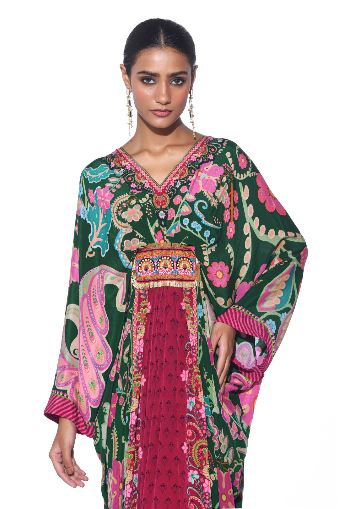 Emerald Royal Paisley Belt Kaftan-Kaftan-Siddhartha Bansal