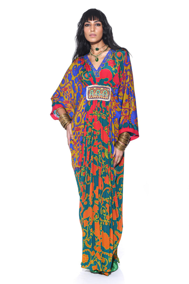 Emerald Royal Paisley Belt Kaftan-Kaftan-Siddhartha Bansal