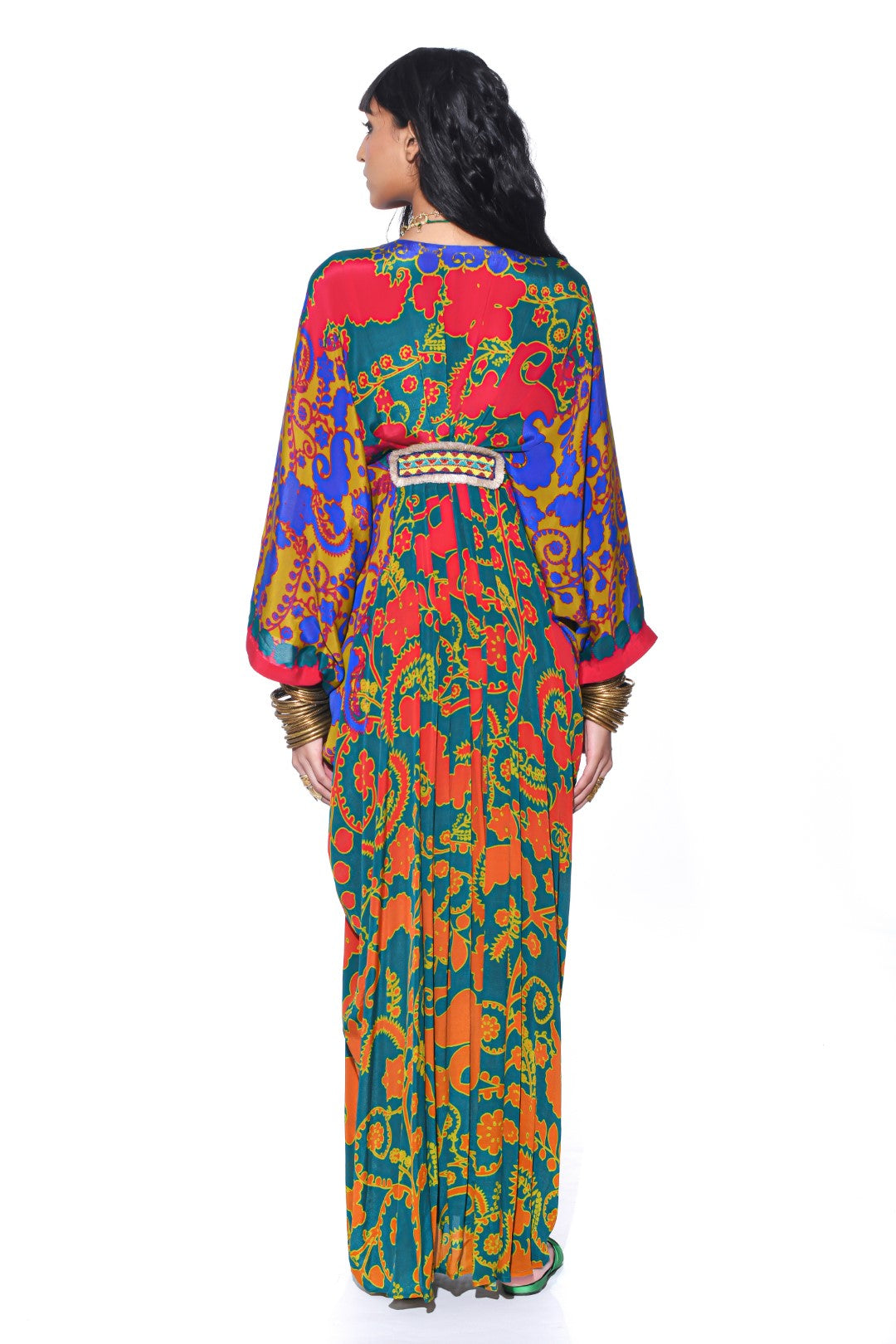 Emerald Royal Paisley Belt Kaftan-Kaftan-Siddhartha Bansal