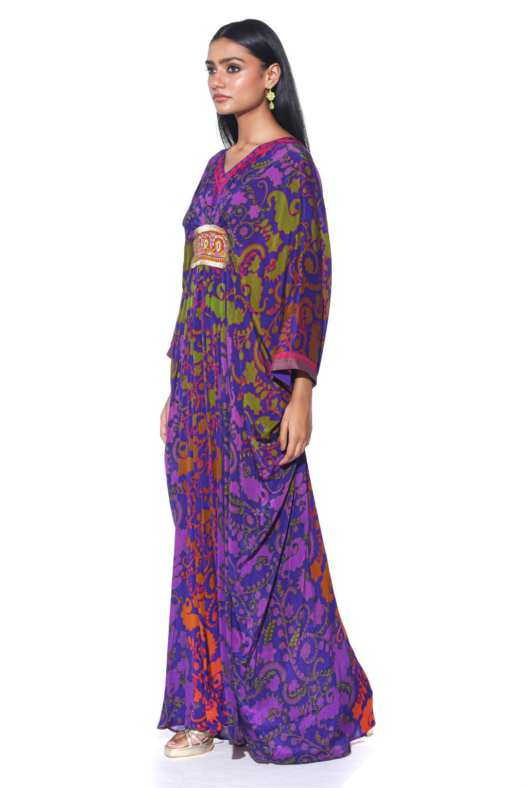 Purple Ombre Paisley Belt Kaftan-Kaftan-Siddhartha Bansal