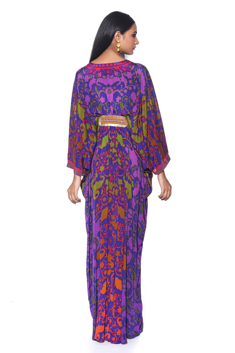 Purple Ombre Paisley Belt Kaftan-Kaftan-Siddhartha Bansal