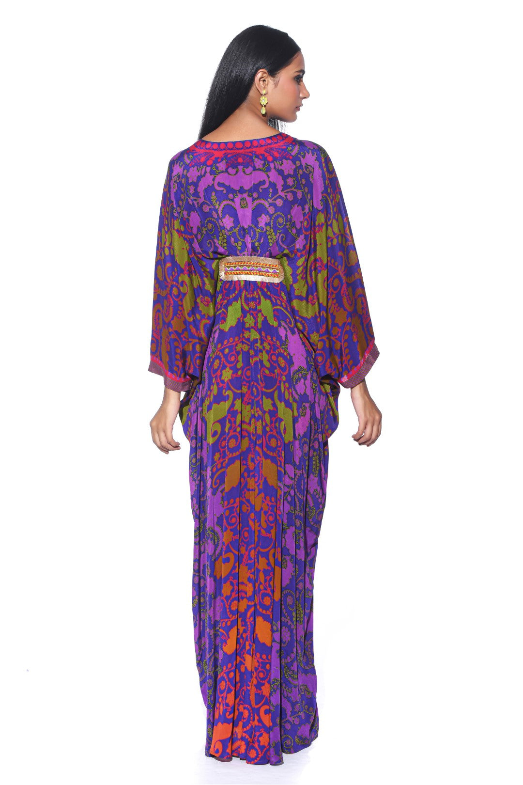 Purple Ombre Paisley Belt Kaftan-Kaftan-Siddhartha Bansal