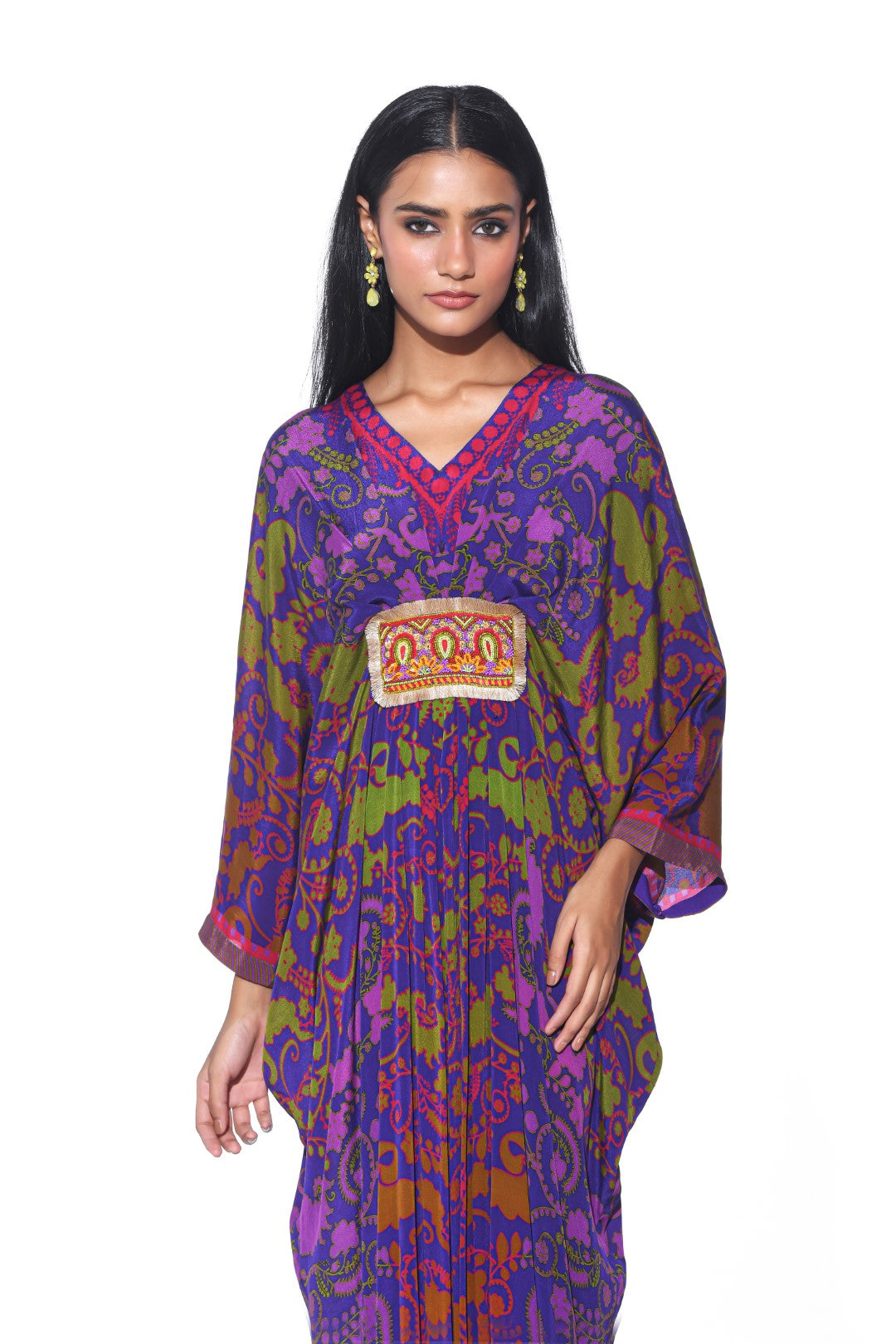 Purple Ombre Paisley Belt Kaftan-Kaftan-Siddhartha Bansal