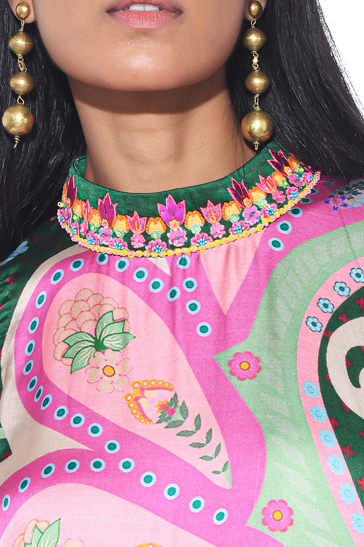 Emerald One Shoulder Dress-Kaftan, Dress-Siddhartha Bansal