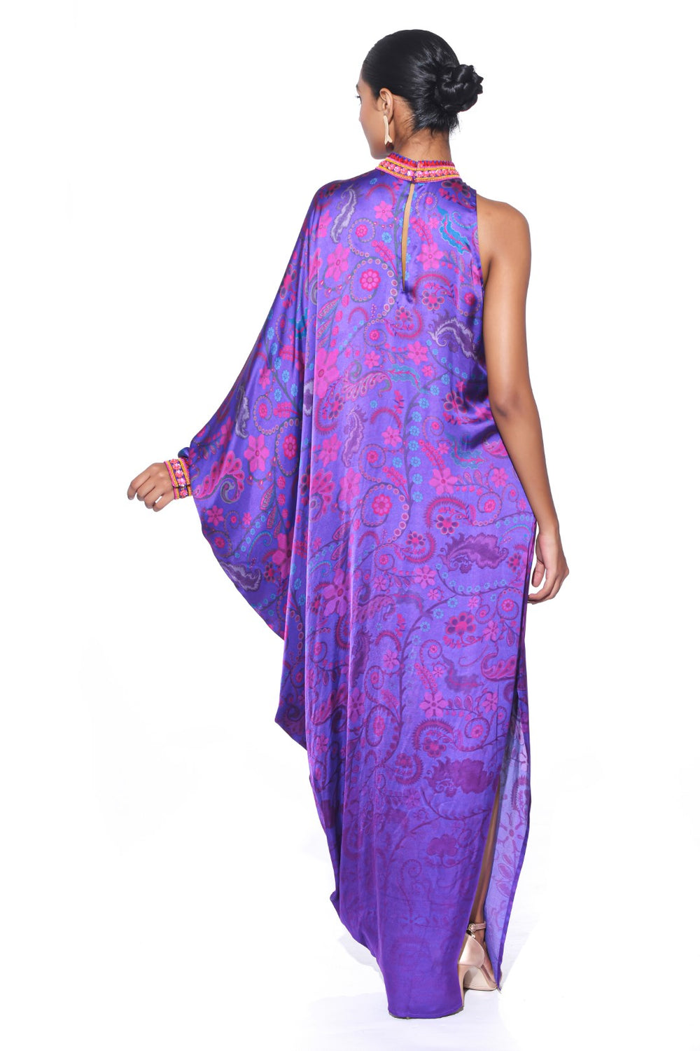 Royal Purple One Shoulder Dress-Kaftan, Dress-Siddhartha Bansal