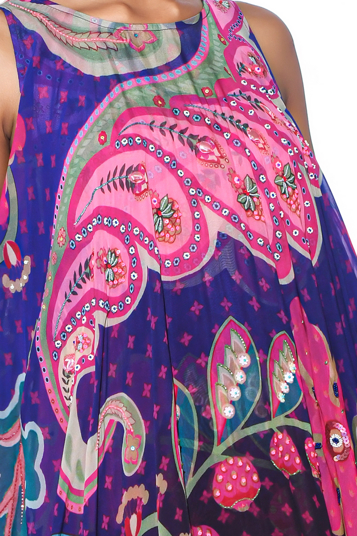 Violet High-Low Tunic Set-Siddhartha Bansal