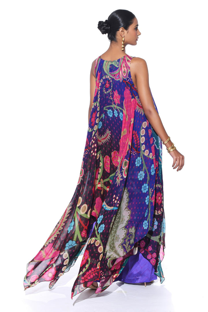 Violet High-Low Tunic Set-Siddhartha Bansal
