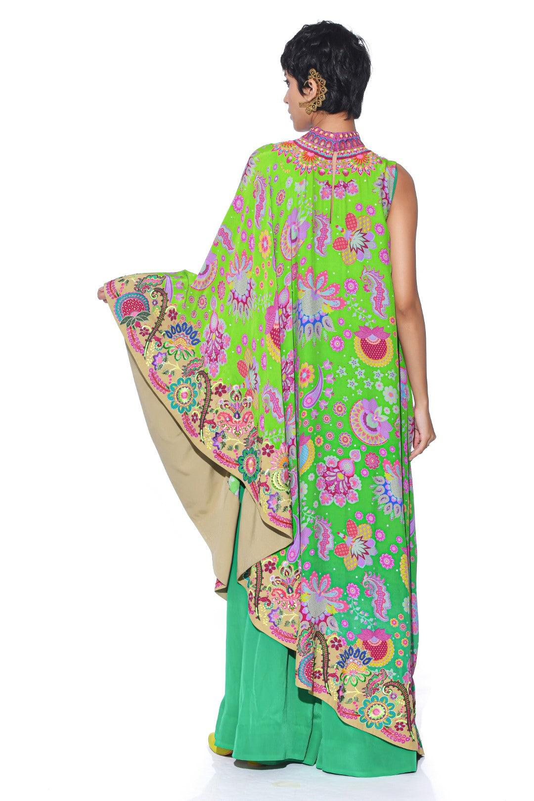 Neon Green Embroidered One Shoulder Dress And Jumpsuit-Siddhartha Bansal