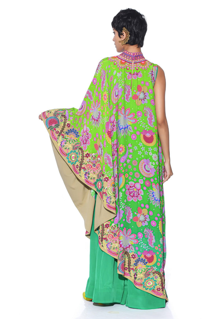 Neon Green Embroidered One Shoulder Dress And Jumpsuit-Siddhartha Bansal