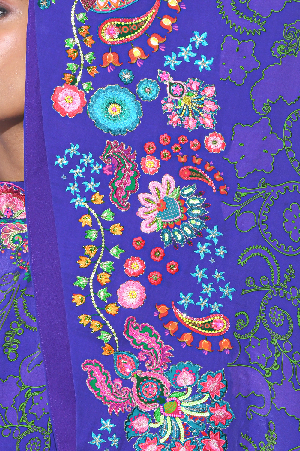 Royal Purple Embroidered One Shoulder Dress And Jumpsuit-Siddhartha Bansal