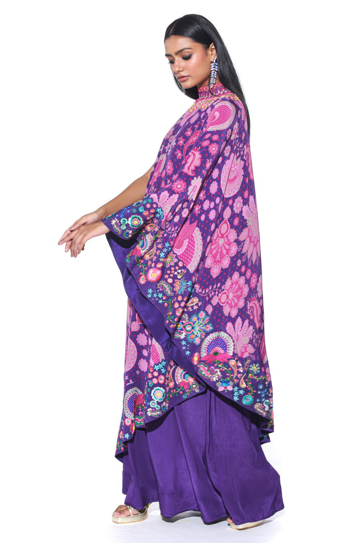 Violet Embroidered One Shoulder Dress And Jumpsuit-Siddhartha Bansal