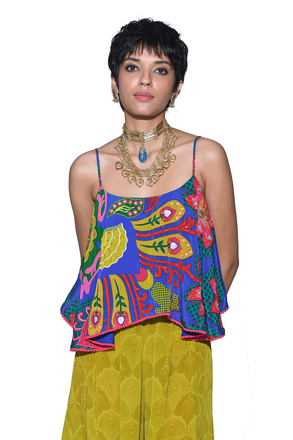 Electric Blue Embroidered Co-Ord Set-Co-ord Set-Siddhartha Bansal