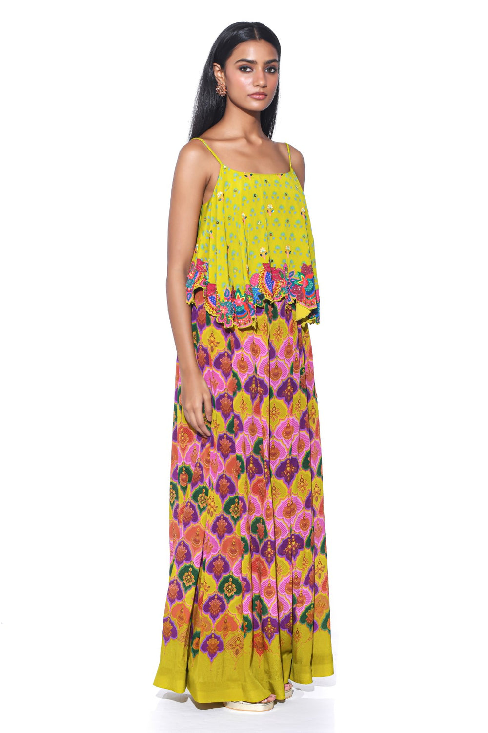 Lime Yellow Embroidered Co-Ord Set-Co-ord Set-Siddhartha Bansal