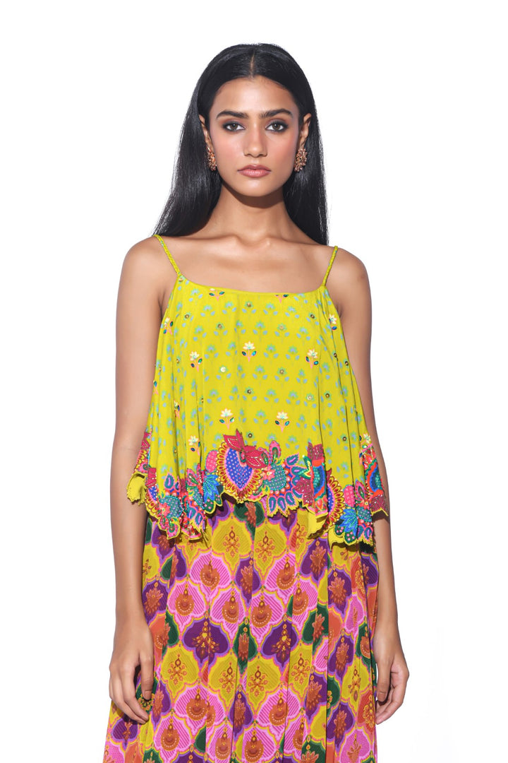 Lime Yellow Embroidered Co-Ord Set-Co-ord Set-Siddhartha Bansal