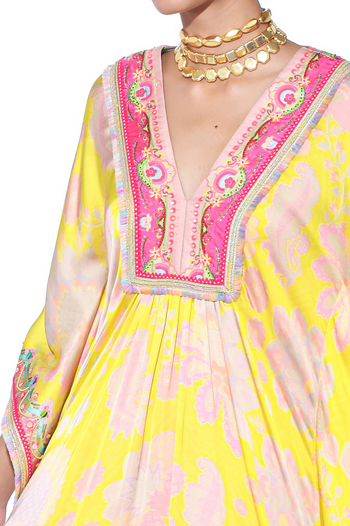 Bright Yellow Kaftan Top Set-Kaftan-Siddhartha Bansal